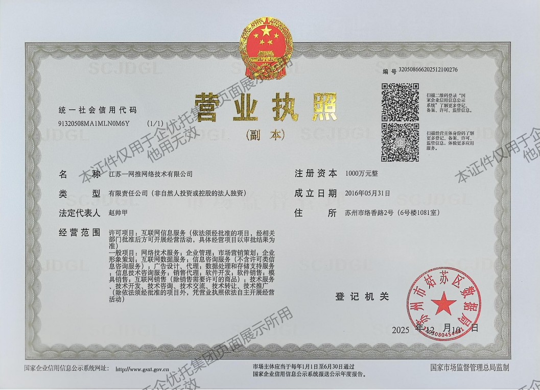 江苏一网推网络技术有限公司