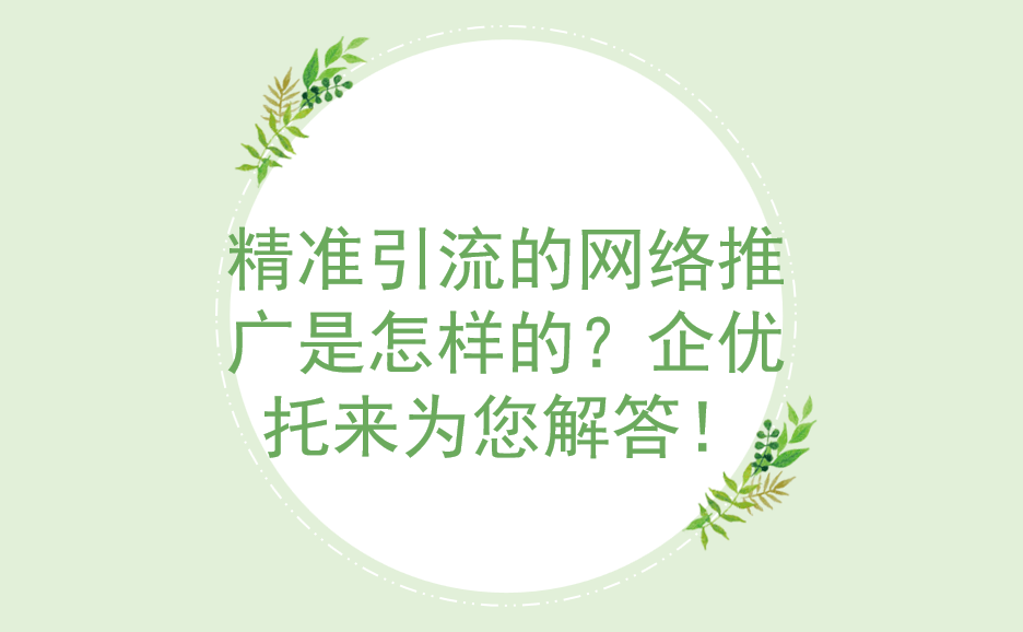 精准引流的网络推广是怎样的？企优托来为您解答！